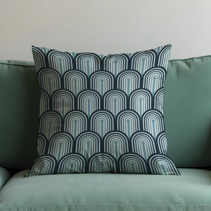 Mid Century Blue Cushion Cover, Geometric Pillow Case