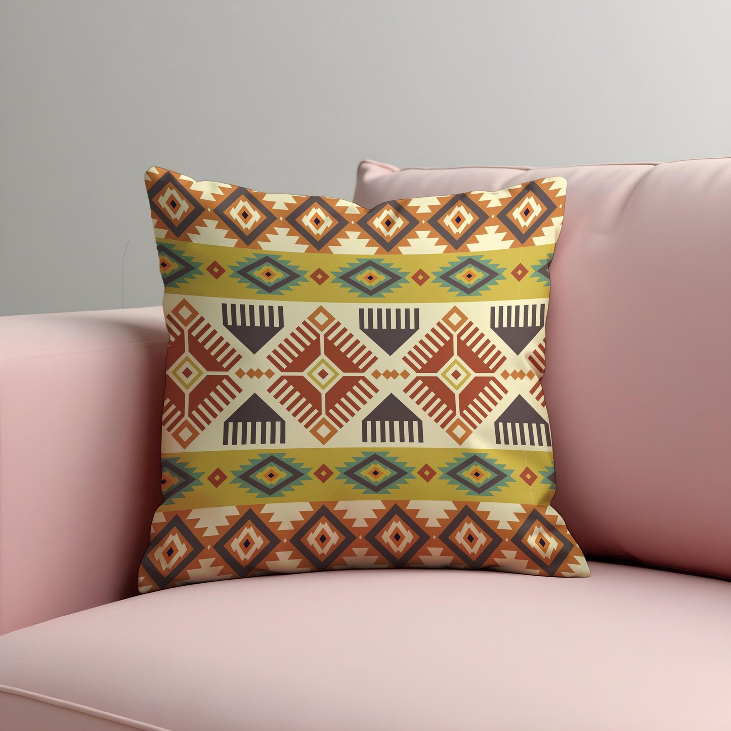 Boho Tribal Cushion Cover, Colorful Aztec Geometric Pillow Case