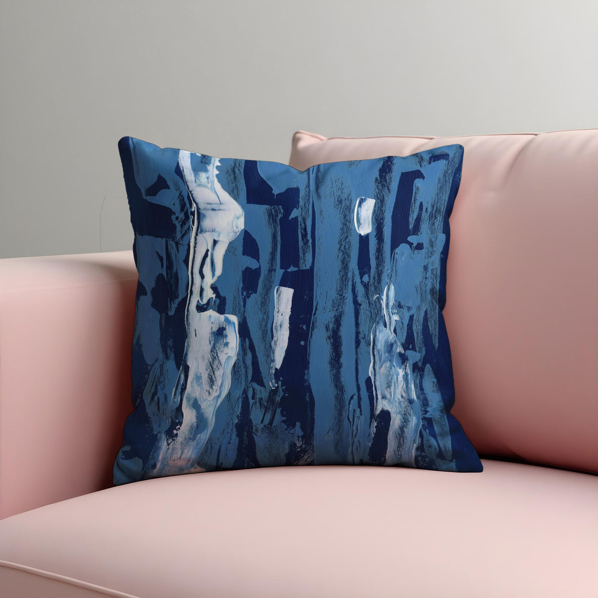 Blue Marble Effect Cushion Cover, Abstract Pillow Case
