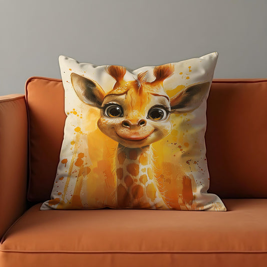 Cute Baby Giraffe Cushion Cover, Whimsical Animal Throw Pillow Cover