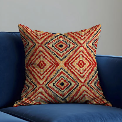 Warm Red Tribal Throw Pillow Cover, Bold Geometric Cushion Case