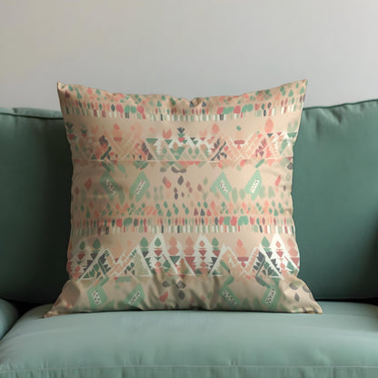 Pastel Southwestern Cushion Cover, Soft Tribal Geometric Pattern Pillow Case