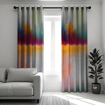 Colorful Ombre Sunset Curtains, Abstract Gradient Drapes