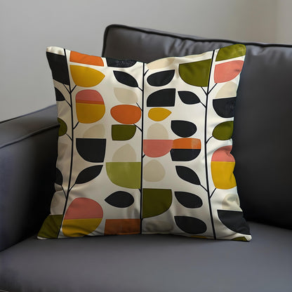 Mid Century Modern Leaf Print Cushion Cover, Retro Scandinavian Pillow Case