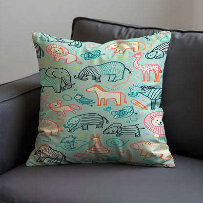 Safari Animal Throw Pillow Cover, Nursery Cushion Case