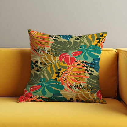Tropical Leaf Cushion Cover, Botanical Throw Pillow Case