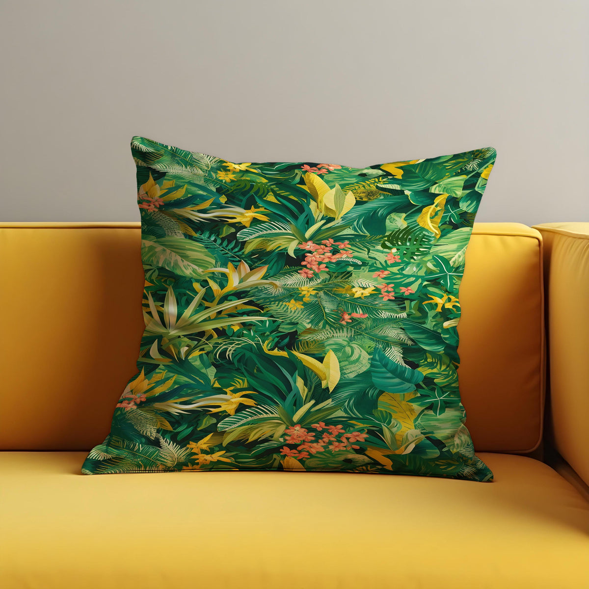 Green Jungle Leaf Cushion Cover, Tropical Pillow Case