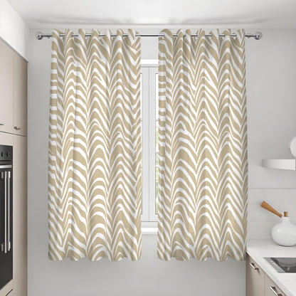 Beige Wave Pattern Curtains, Neutral Minimalist Drapes