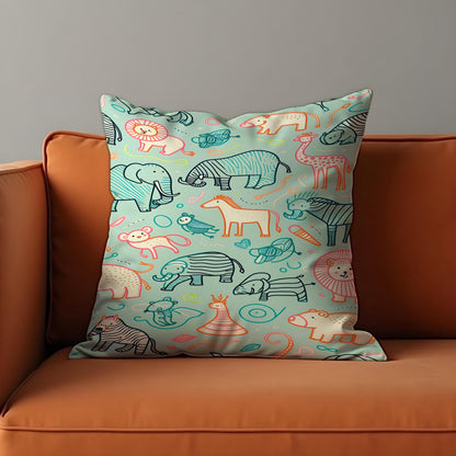 Safari Animal Throw Pillow Cover, Nursery Cushion Case