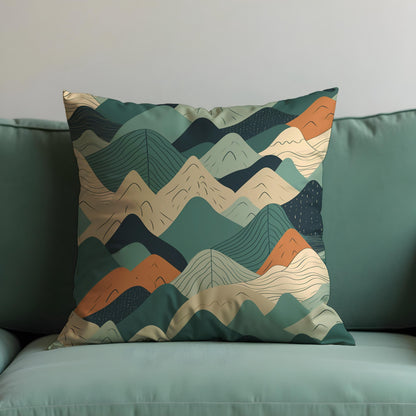 Abstract Mountain Cushion Cover, Geometric Landscape Pillow Case