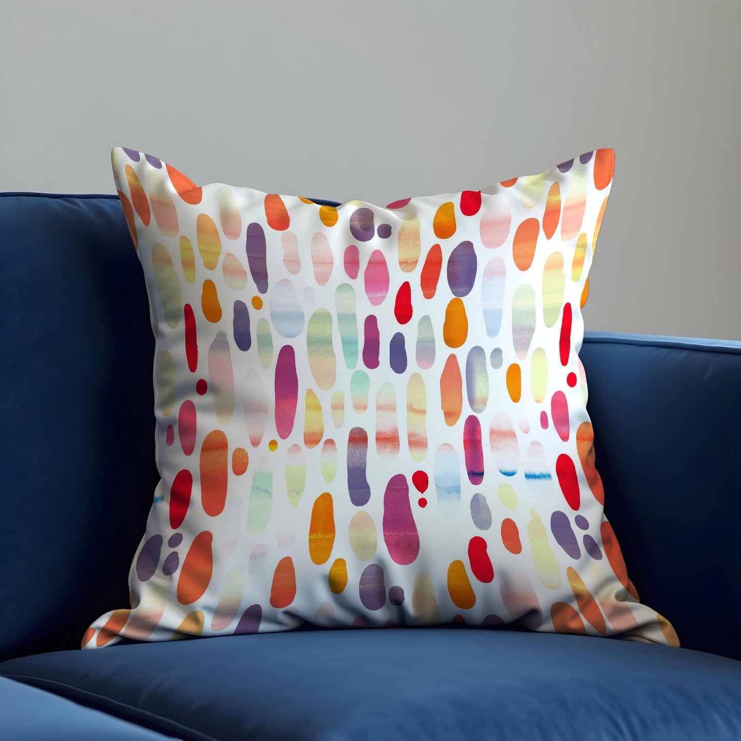 Colorful Watercolor Cushion Cover, Rainbow Dot Throw Pillow Cover