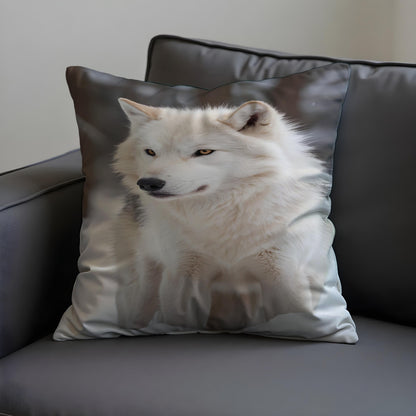 White Wolf Cushion Cover, Arctic Wolf Throw Pillow Cover