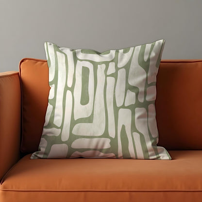 Sage Green Abstract Cushion Cover, Organic Line Art Pillow Case