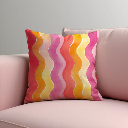 Retro Wavy Cushion Cover, Colorful Wave Pillow Case