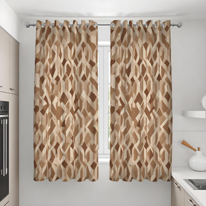 Brown Geometric Curtains, Modern Pattern Custom Drapes