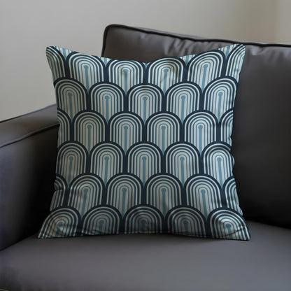 Mid Century Blue Cushion Cover, Geometric Pillow Case