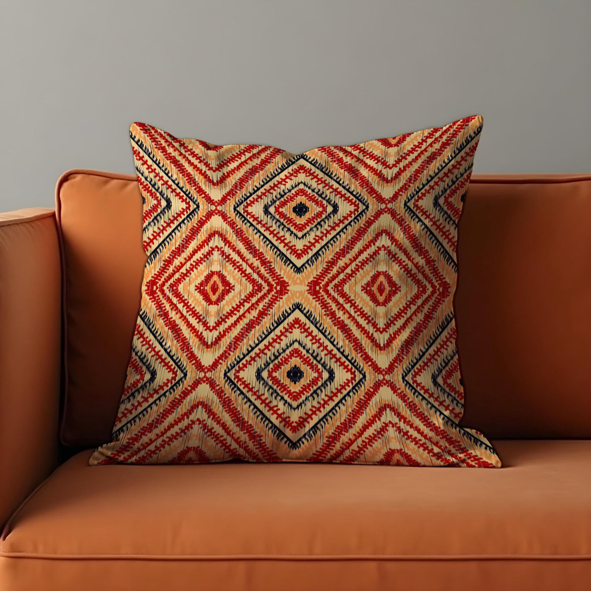 Warm Red Tribal Throw Pillow Cover, Bold Geometric Cushion Case