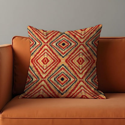 Warm Red Tribal Throw Pillow Cover, Bold Geometric Cushion Case