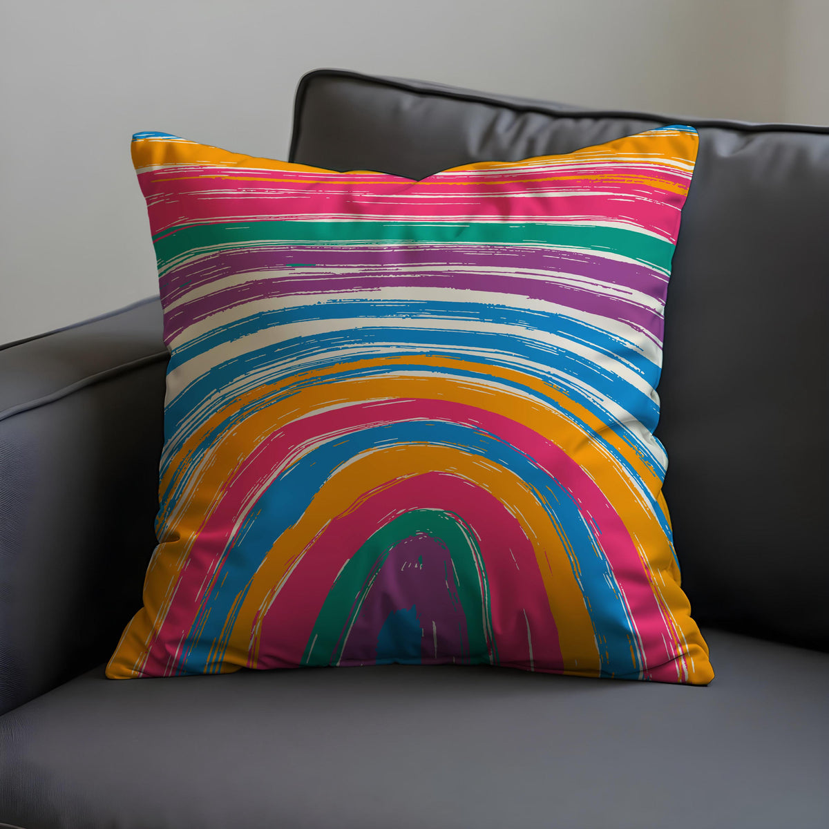 Rainbow Arch Abstract Cushion Cover, Colourful Throw Pillow Case