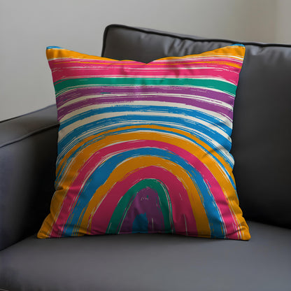 Rainbow Arch Abstract Cushion Cover, Colourful Throw Pillow Case