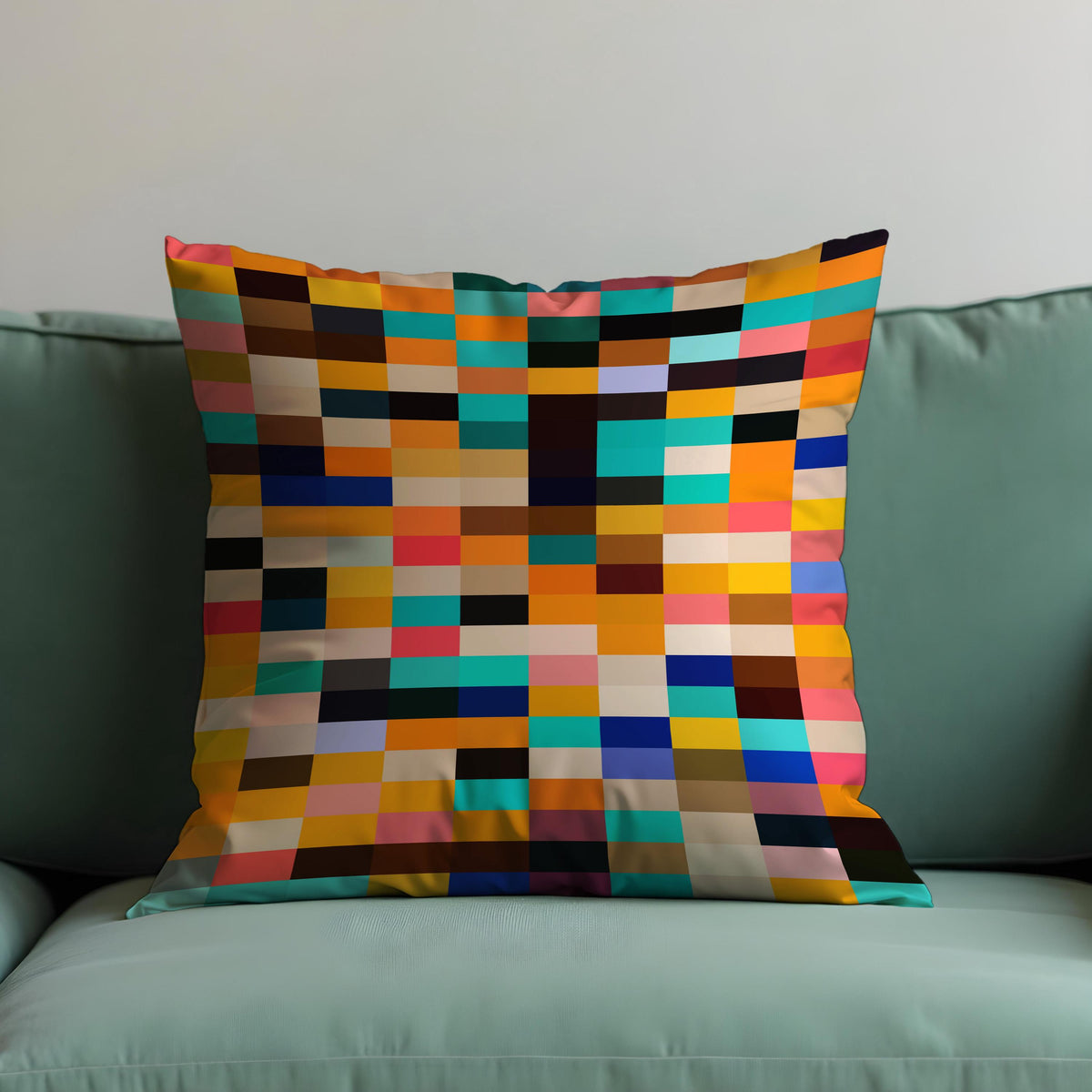 Color Block Cushion Cover, Pixel Art Throw Pillow Case
