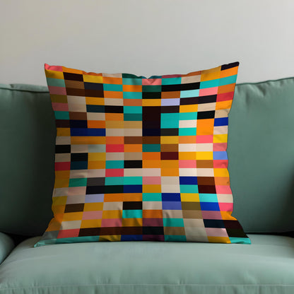 Color Block Cushion Cover, Pixel Art Throw Pillow Case