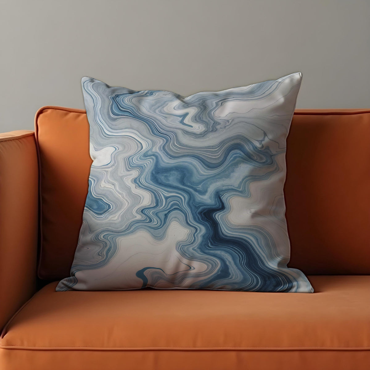 Blue Marble Cushion Cover, Abstract Swirl Pillow Case