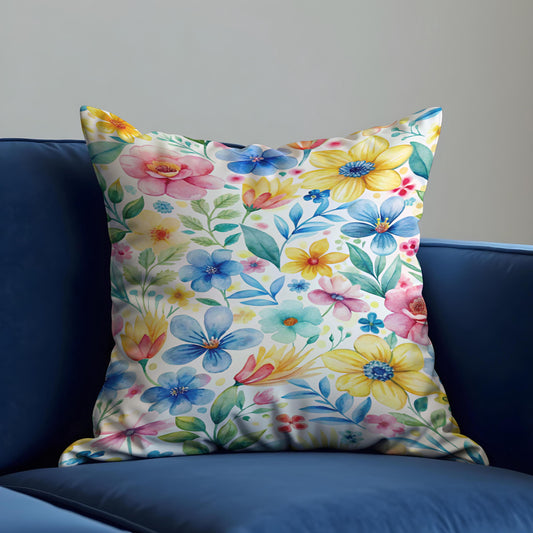 Colorful Floral Cushion Cover, Botanical Garden Throw Pillow Case