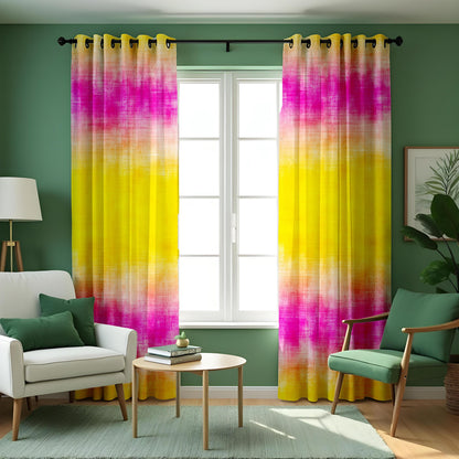 Yellow Pink Ombre Curtains, Watercolor Gradient Drapes