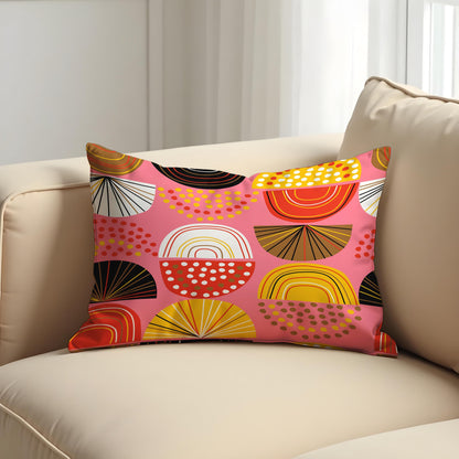 Bold Geometric Cushion Cover, Colorful Half Circles & Dots Pillow Cover