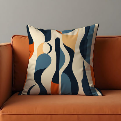 Abstract Wavy Lines Cushion Cover, Navy & Beige Throw Pillow Cover