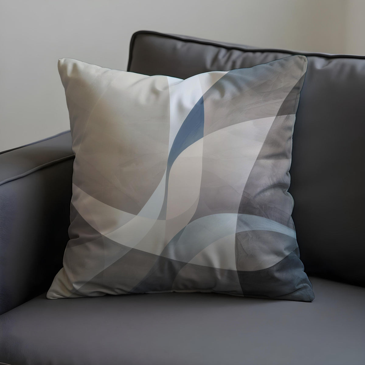 Neutral Wave Cushion Cover, Minimal Throw Pillow Case