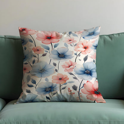 Pastel Floral Cushion Cover, Botanical Flower Throw Pillow Case