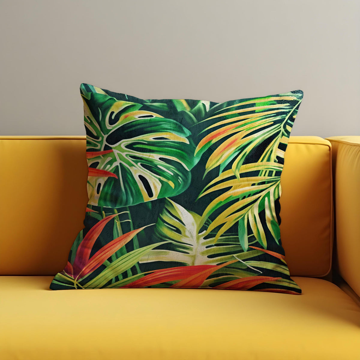 Jungle Monstera Cushion Cover, Tropical Pillow Case
