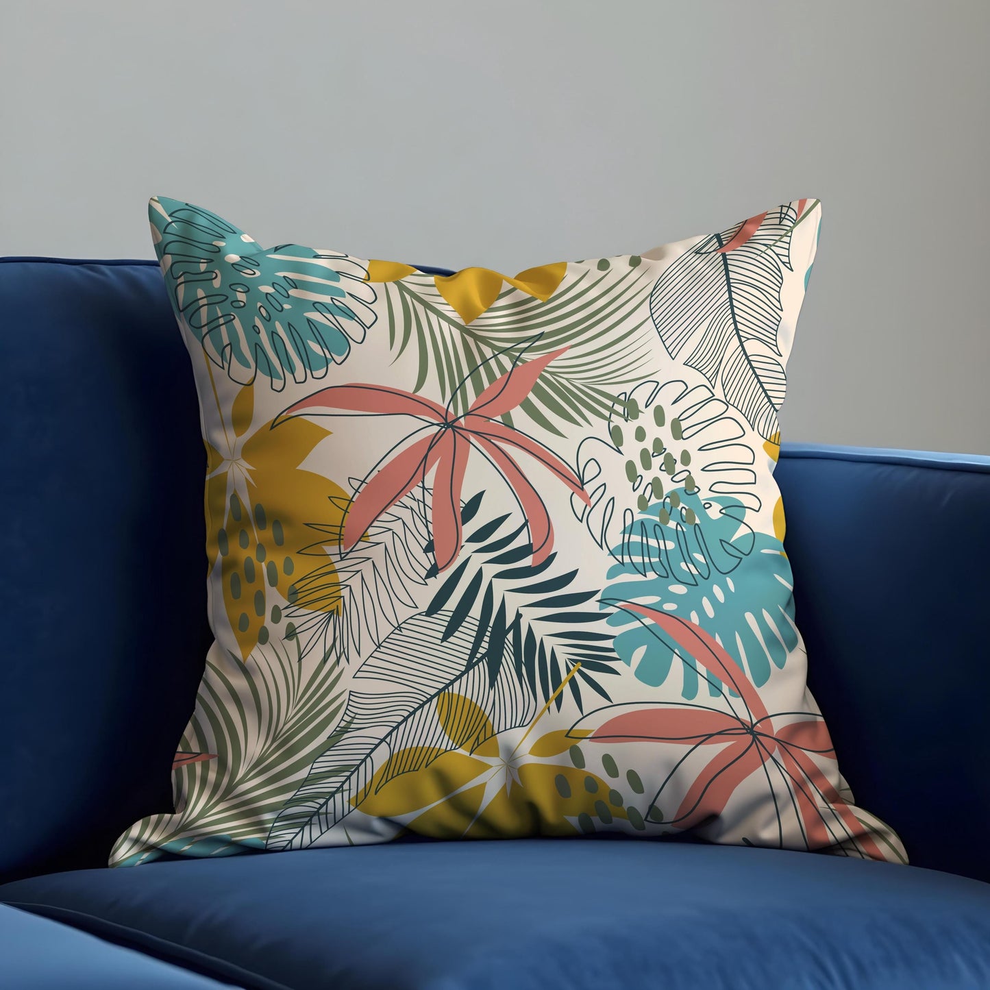 Tropical Jungle Cushion Cover, Monstera Leaf Throw Pillow Cover