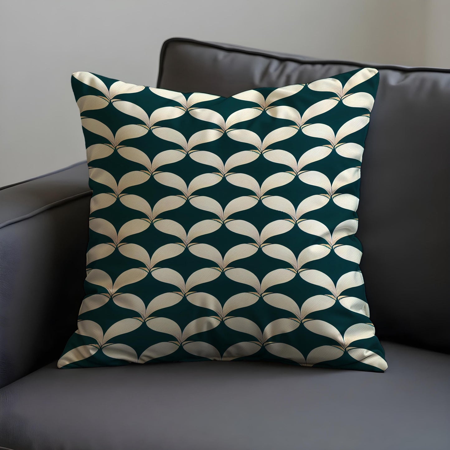 Traditional Art Deco Cushion Cover, Scallop Pattern Pillow Cover