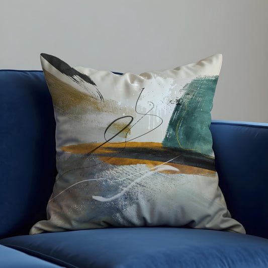 Contemporary Abstract Cushion Cover, Teal Brushstroke Pillow Case