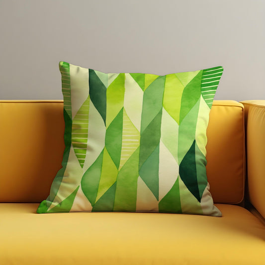 Fresh Green Gradient Cushion Cover, Abstract Leaf Pillow Case