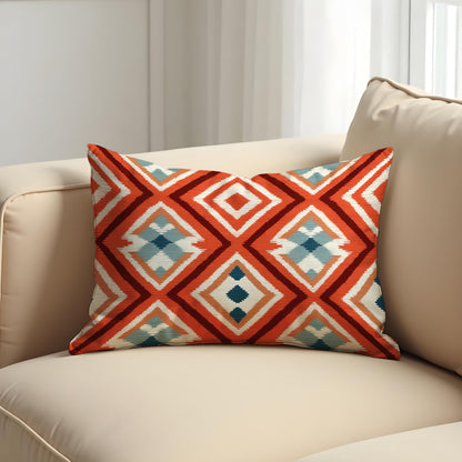 Southwestern Geometric Cushion Cover, Bold Rust Orange Kilim Pillow Case