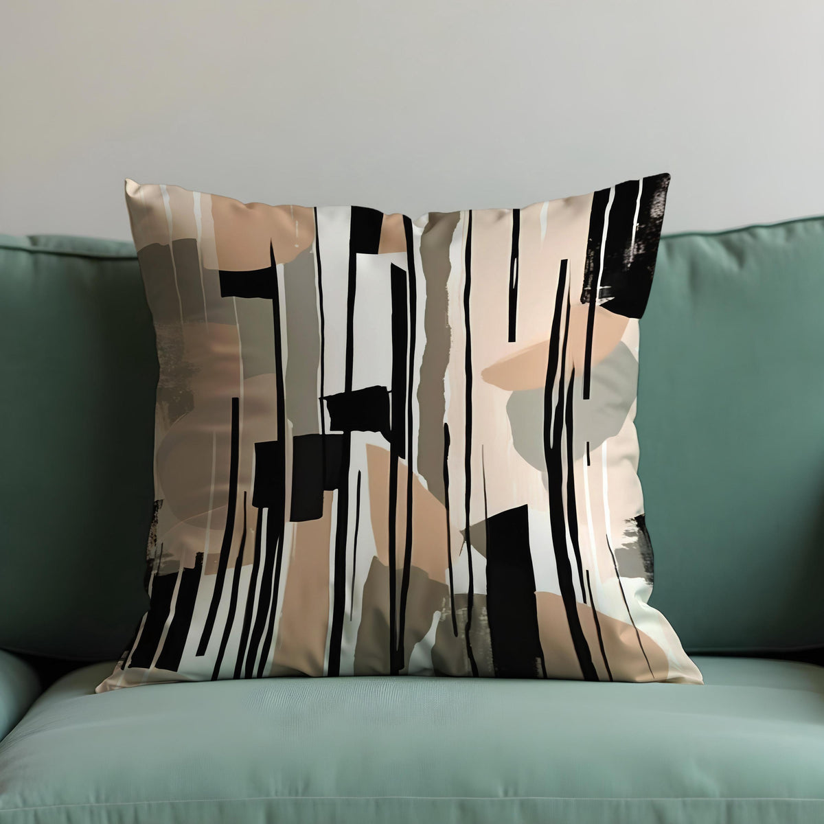 Neutral Stripe Throw Pillow Cover, Black Cushion Case