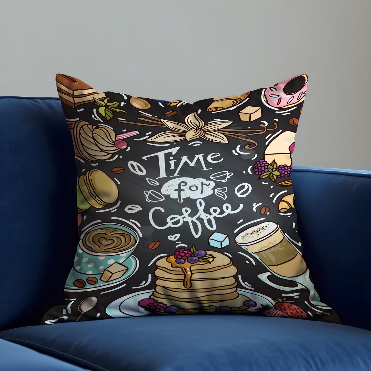 Coffee Throw Pillow Cover, Cafe Style Sweets Cushion Case
