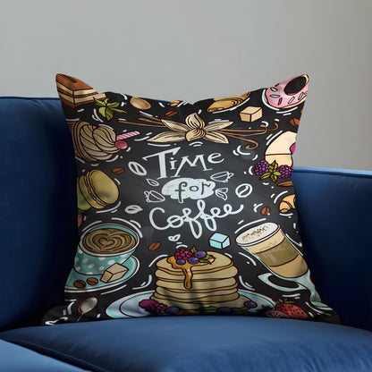 Coffee Throw Pillow Cover, Cafe Style Sweets Cushion Case