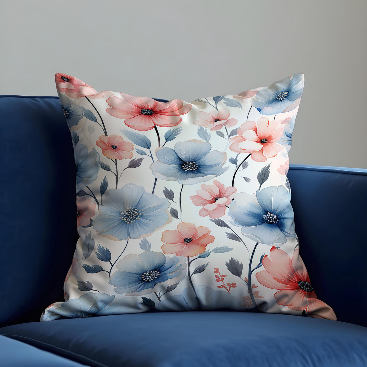 Pastel Floral Cushion Cover, Botanical Flower Throw Pillow Case