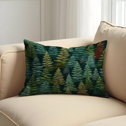 Pine Tree Forest Cushion Cover, Dark Green Woodland Pillow Case