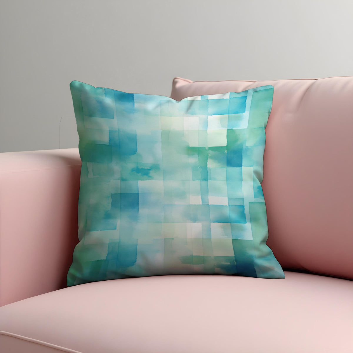 Blue Green Watercolor Throw Pillow Cover, Gradient Cushion Case