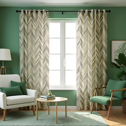 Grey Chevron Curtains, Modern Geometric Custom Drapes