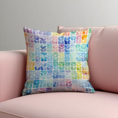 Colorful Geometric Cushion Cover, Watercolor Throw Pillow Case