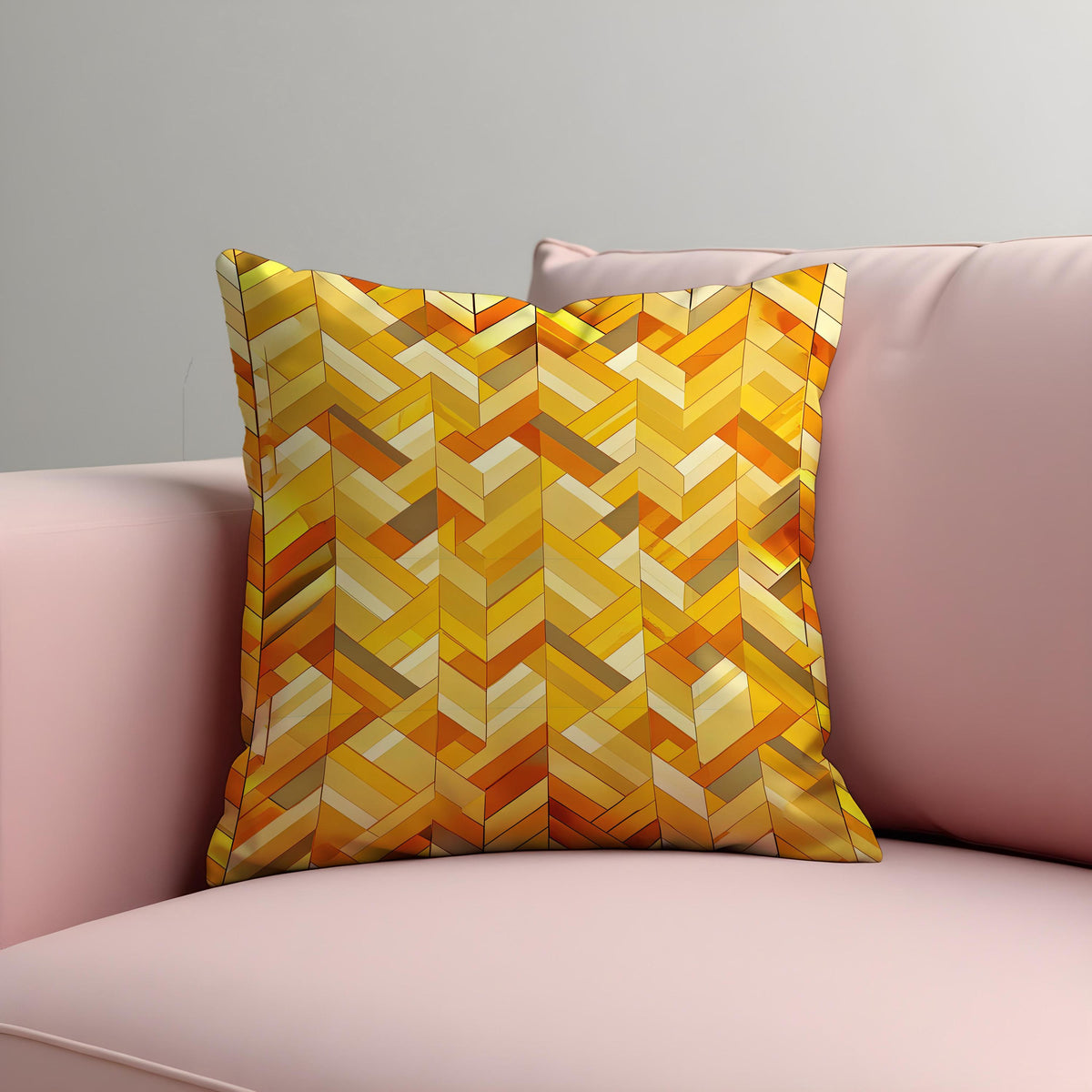 Yellow Geometric Cushion Cover, Abstract Pillow Case