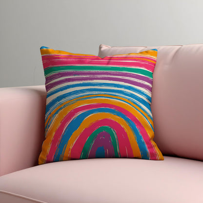 Rainbow Arch Abstract Cushion Cover, Colourful Throw Pillow Case