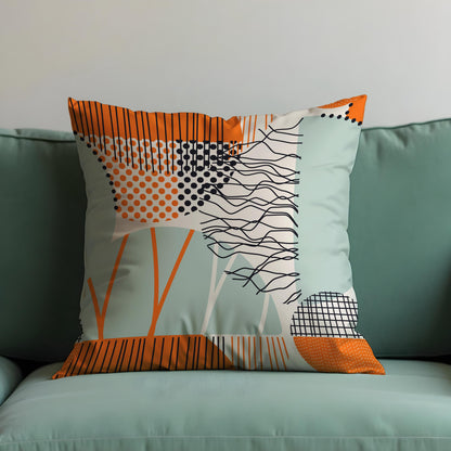 Abstract Modern Cushion Cover, Geometric Lines and Dots Pillow Case